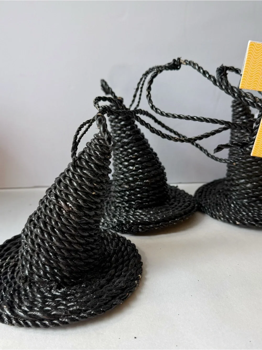 Black Wicker Woven Witch Hat Garland 5 Foot Halloween Mantle Decor